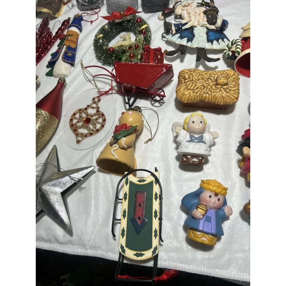 Vintage Christmas Ornament Lot Mixed Tree Holiday Decor Gnomes Nativity